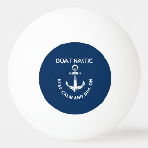 Balle De Ping Pong Gardez votre calme et plongez, ancre bleu marine