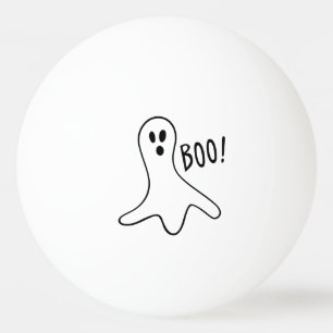 Balle De Ping Pong Ghost Saying Boo Black Outline on