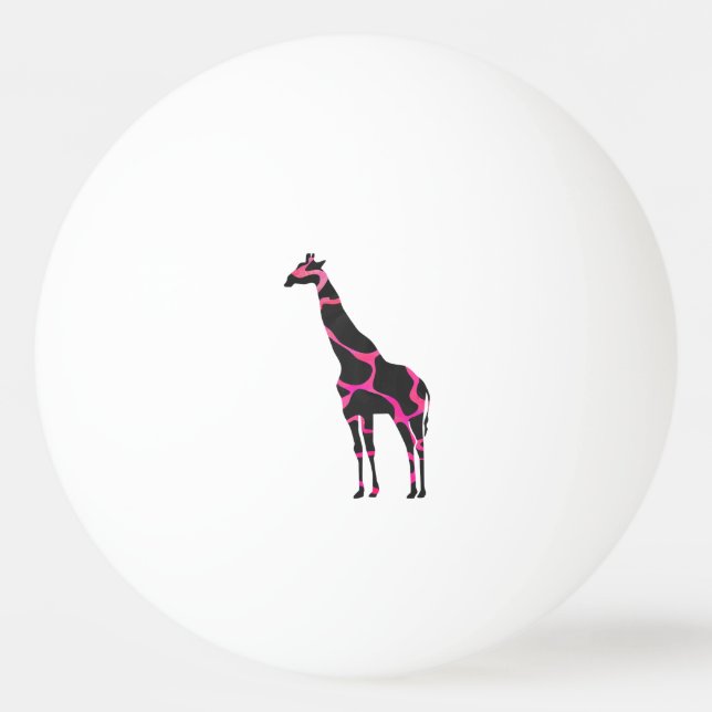 Balle De Ping Pong Giraffe Rose chaud et Silhouette noire (Devant)