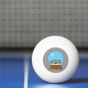 Balle De Ping Pong Globe des neiges avec trois Chouettes Gnomes   Per