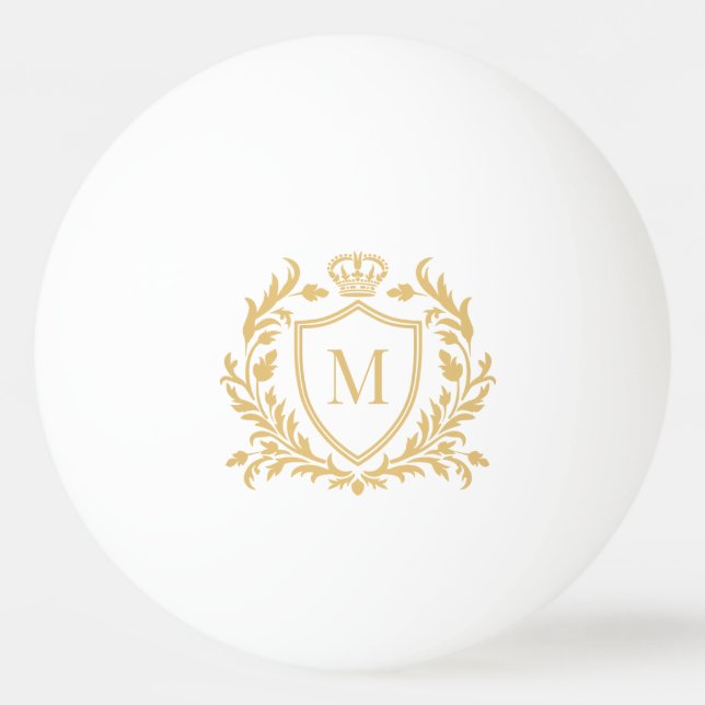 Balle De Ping Pong Gold Heraldic Crest Crown Monogram (Devant)