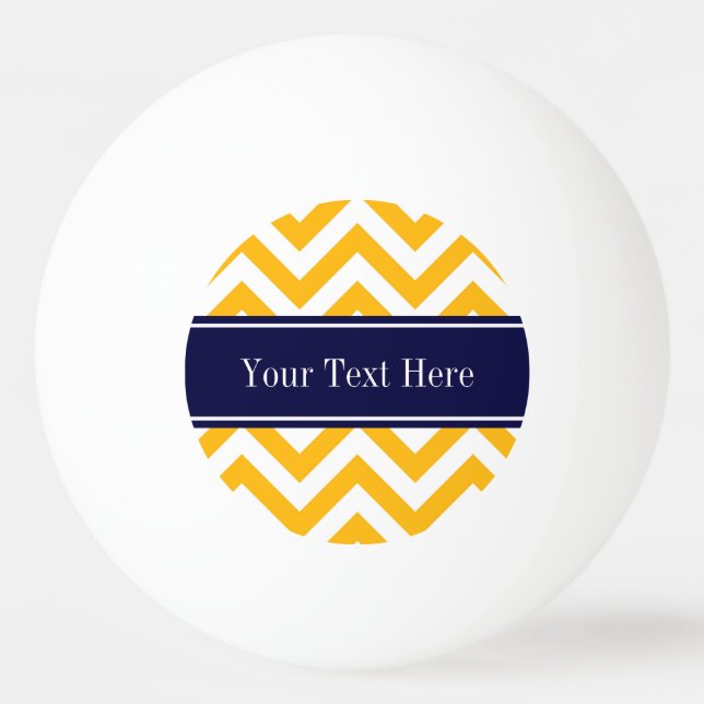 Balle De Ping Pong Goldenrod White LG Chevron Navy Blue Nom Monogramm (Devant)