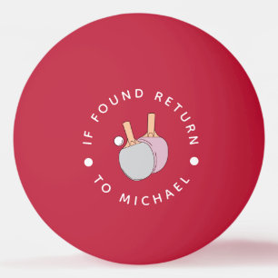 Balle De Ping Pong Graphique de nom et de texte personnalisé rouge