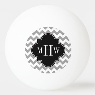 Balle De Ping Pong Grey What Chevron Black Quatrefoil 3 Monogramme