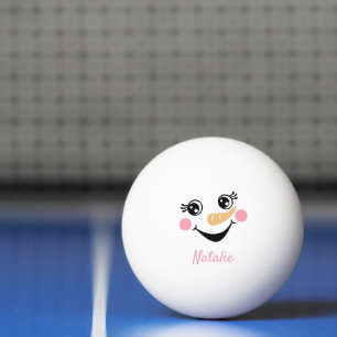 Balle De Ping Pong Happy Snowman visage Nom personnalisé