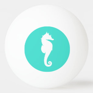 Balle De Ping Pong Hippocampe turquoise et blanc