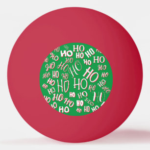 Balle De Ping Pong HO HO HO Texte de Noël motif blanc vert rouge