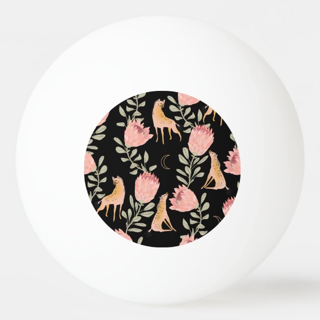 Balle De Ping Pong Hyena & Protea : Motif Vintage foncé (Devant)