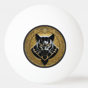Balle De Ping Pong Icône de la Panthère noire avec fond géométrique d