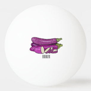 Balle De Ping Pong Illustration de dessin animé d'aubergine