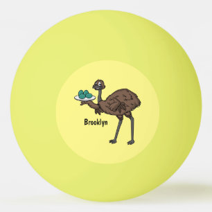 Balle De Ping Pong Illustration de dessin animé d'émeu avec des œufs