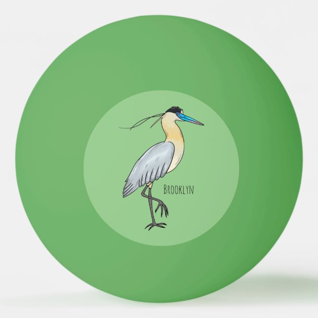 Balle De Ping Pong Illustration de dessin d'oiseau de héron plafonné (Devant)