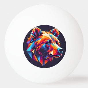 Balle De Ping Pong Illustration d'ours géométrique aux couleurs vives