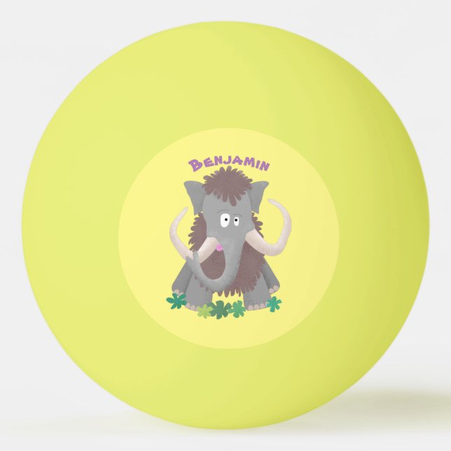 Balle De Ping Pong Illustration drôle de mammouth laineux (Devant)