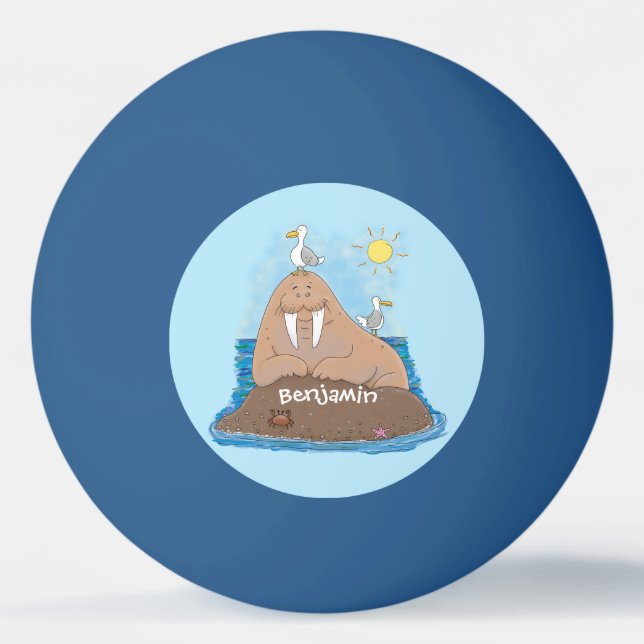 Balle De Ping Pong Illustration drôle de morse joyeux (Devant)