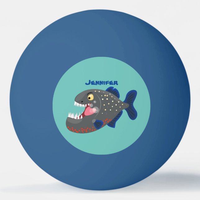 Balle De Ping Pong Illustration drôle de piranha affamée (Devant)