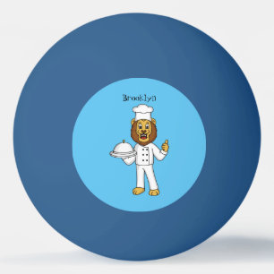 Balle De Ping Pong Illustration du chef mignon lion