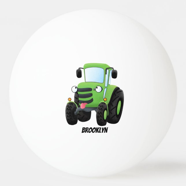 Balle De Ping Pong Illustration du joli joyeux tracteur agricole vert (Devant)