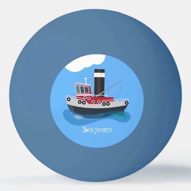 Balle De Ping Pong Illustration d'un bateau à chalutier mignon (Devant)