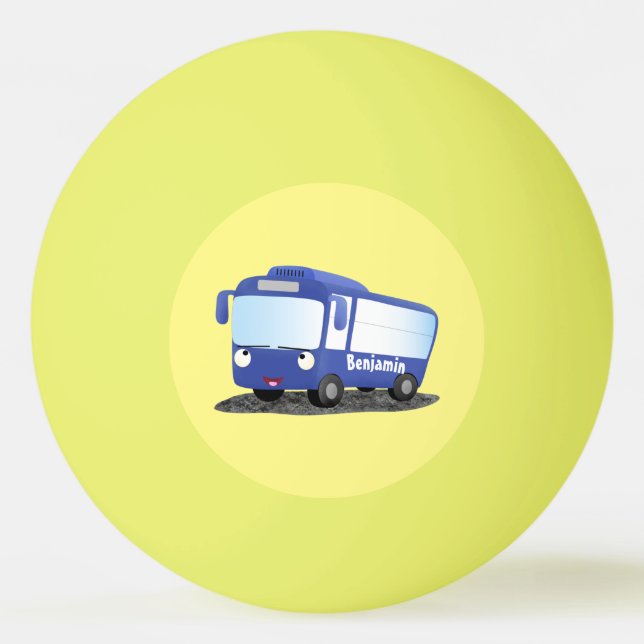 Balle De Ping Pong Illustration d'un bus moderne bleu mignon (Devant)