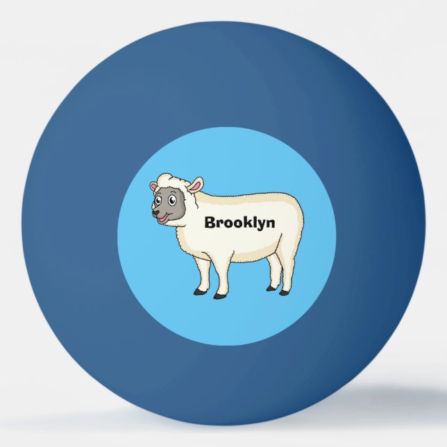 Balle De Ping Pong Illustration d'un mouton joyeux (Devant)