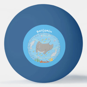Balle De Ping Pong Illustration d'une mignonne raie manta et de bulle