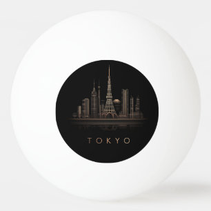 Balle De Ping Pong Illustration élégante de la ville de Tokyo en or r