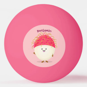 Balle De Ping Pong Illustration mignon du ramboutan rose