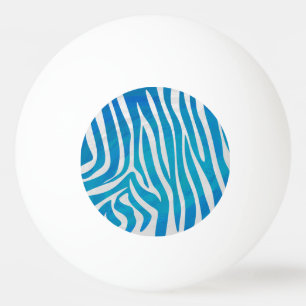 Balle De Ping Pong Impression en bleu et blanc Zebra