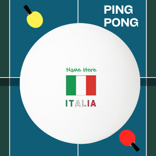 Balle De Ping Pong Italia et Drapeau Italien Personnalisation verte