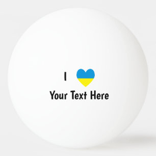 Balle De Ping Pong J'aime (Cœur Drapeau Ukrainien) Texte Personnalisé