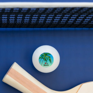 Balle De Ping Pong J'aime la plage, bleu tropical