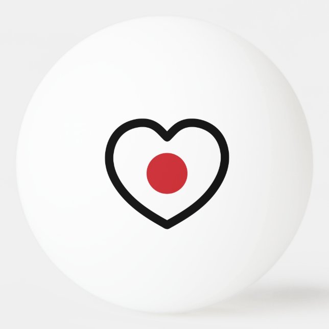 Balle De Ping Pong Japon | Coeur du drapeau japonais (Devant)