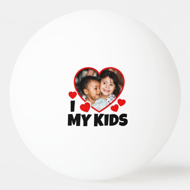 Balle De Ping Pong J'Coeur Mes Enfants Photo Personnalisée (Devant)