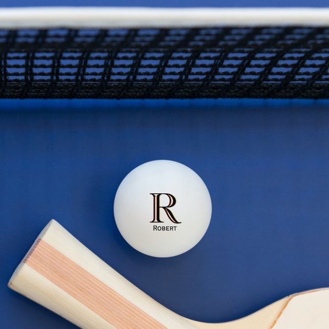 Balle De Ping Pong Jeu classique | Nom du monogramme Chic Initial (Créateur téléchargé)