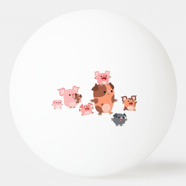 Balle De Ping Pong Joli Cartoon Pig Famille Ping Pong Ball (Dos)