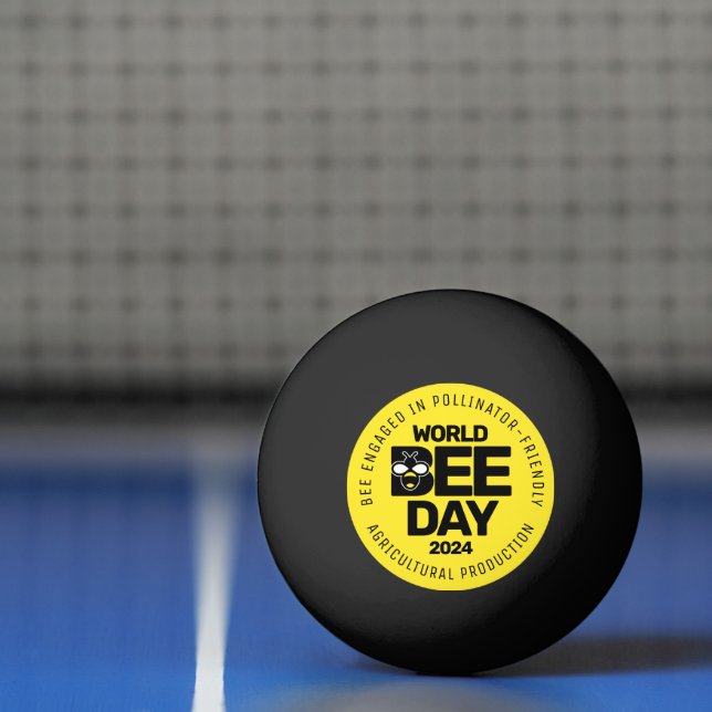 Balle De Ping Pong Jour mondial de l'abeille Pollinateur noir jaune (Filet)