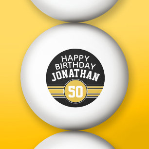 Balle De Ping Pong Joyeux Anniversaire Sports Stripes avec Age Gold B