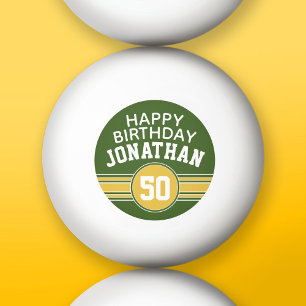 Balle De Ping Pong Joyeux Anniversaire Sports Stripes avec Age Gold G