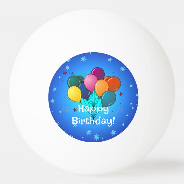 Balle De Ping Pong Joyeux ballons de fête d'anniversaire, (Devant)