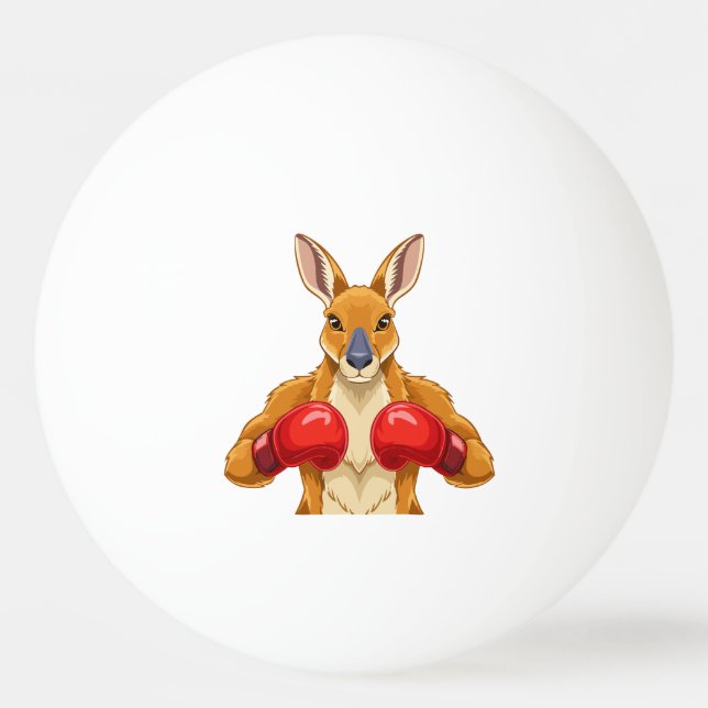 Balle De Ping Pong Kangourou animé avec des gants de boxe rouges  (Devant)