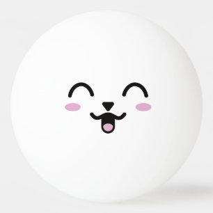 Balle De Ping Pong Kawaii Cute Face Drôle. Emoji. Émoticône.