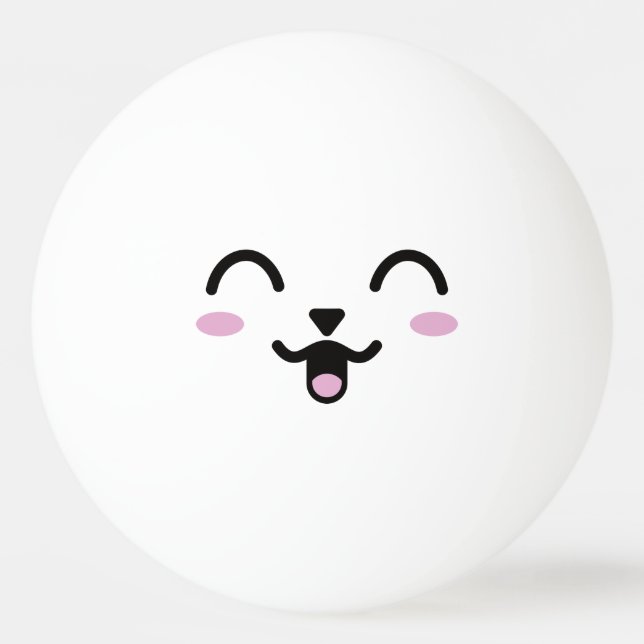 Balle De Ping Pong Kawaii Cute Face Drôle. Emoji. Émoticône. (Devant)