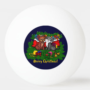 Balle De Ping Pong Kitty et chiot, Happy XMas