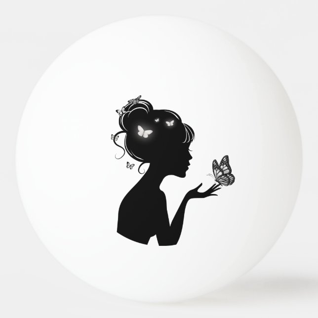 Balle De Ping Pong La femme papillons blancs (Dos)