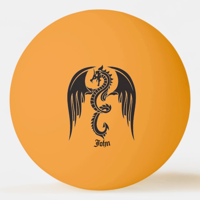 Balle De Ping Pong La lueur du dragon dans l'obscurité votre nom Ping (Devant)