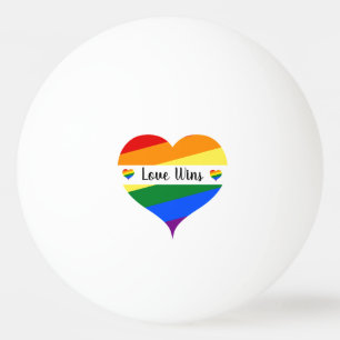 Balle De Ping Pong L'amour gagne Rainbow Hearts