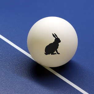 Balle De Ping Pong Lapin de Pâques noir de silhouette de lapin