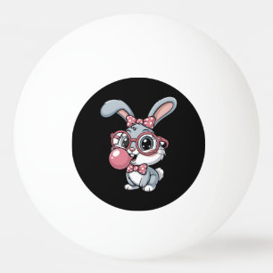 Balle De Ping Pong Lapin mignon avec des lunettes qui souffle du chew
