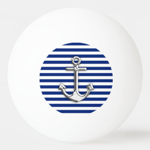 Balle De Ping Pong Le chrome comme l'Ancre sur le bleu marine barre
